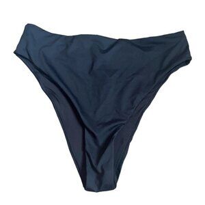 Skims 2X Swim Mid Waist Bottom Cheeky High Cut Side Onyx Black NWT